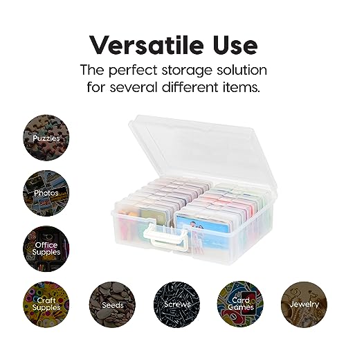 Iris Ohyama Keeper Organizer Cases Storage Containers Box for Photos, Clear-XL