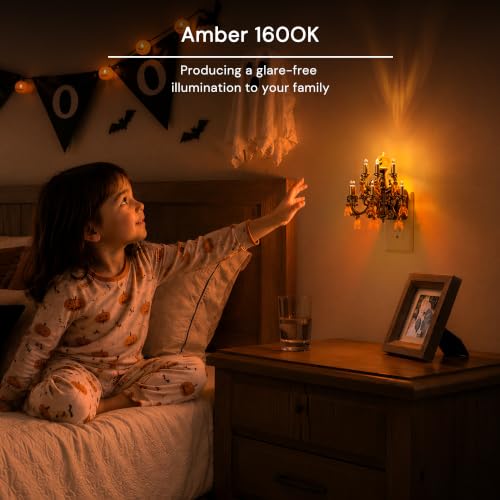 Image of L LOHAS LED Halloween Night Light,Crystal Chandelier Candle Nightlight | Dusk to Dawn Sensor,Dimmable Nightlights,1600K Amber,Pumpkin Flame Vintage Home Decor,Rotatable Night Lights for Kids Bedroom