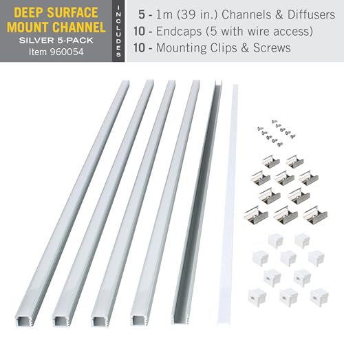 Image of Armacost Lighting LED Tape Light Mounting Channel, Deep Surface Mount, Silver 5-Pack 960054N