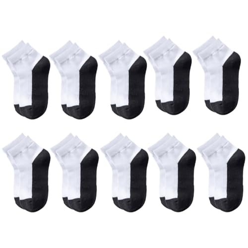 Snadulor 10 Pairs Baby Crew Socks Ankle Socks for Girls Cute cotton seamless socks for Kids Infants Toddler Girls,Black,XL