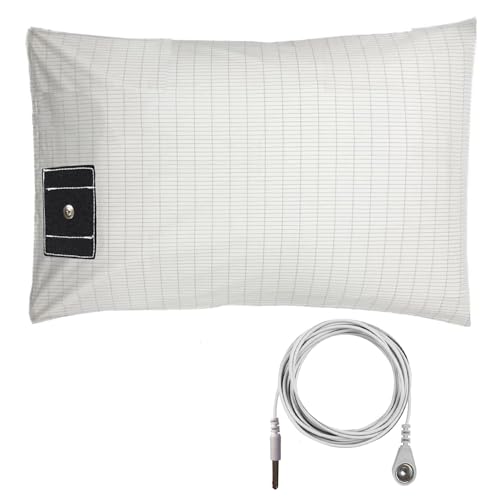 Grounding Pillow Case with Organic Cotton Silver Fiber -Conductive Grounding Pillowcase for Healthy Sleep(20x30, White)