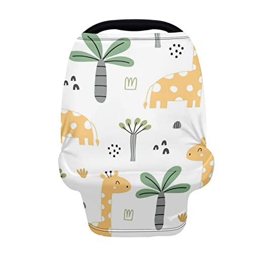 Image of Belidome Cartoon Giraffe Baby Car Seat Cover for Boys Girls, Car Seat Canopy, Multiuse Nursing Covers for Breastfeeding, Baby Car Seat Cover Canopy, Multiuse Nursing Covers for Breastfeeding