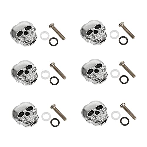 Toyvian 6Pcs Skull Design Electric Guitar Tuning Pegs Guitar String Knobs Lightweight Machine Tuners for Acoustic Guitar Parts and Accessories