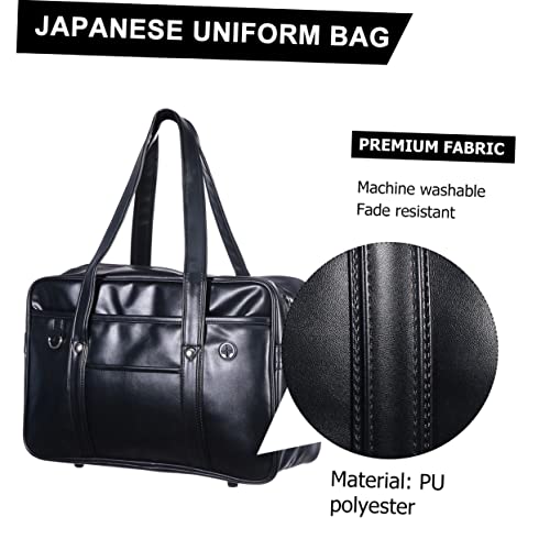 Shoulder Pu Commuter Bag for Students Unisex School Briefcase Capacity Handbag for Books and Laptop Stylish and Design Black3