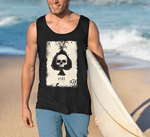 NEVERLESS Herren Tank-Top Bedruckt Totenkopf Spielkarte Pik Ass Kartenspiel PrintshirtMuskelshirt Muscle Shirt