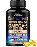 Omega 3 Fish Oil 3600 mg - Omega 3 Supplement | EPA & DHA - Heavy Metals Free - Heart, Brain & Joint Support - Purified Fish Oil for Men & Women - Lemon Flavored - Made in USA, 90 Softgels