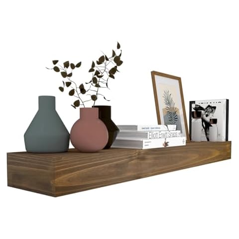 XWNE Fireplace Mantel,48 inch Rustic Wood Floating Mantel Shelves for Electric Fireplaces,Solid Wood Farmhouse Mantle for Over Fireplace(Black Walnut, 48Wx8Dx4.25H) Cover