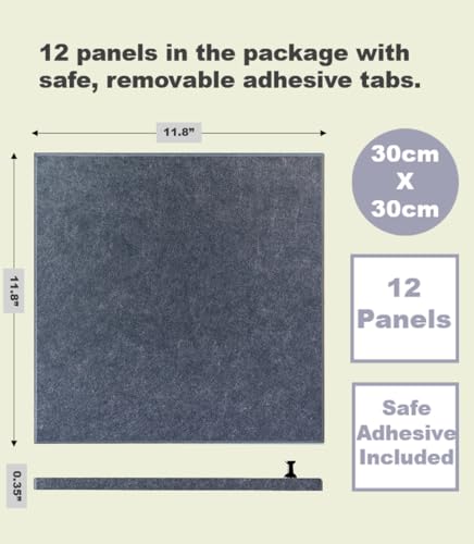 Large Cork Board Alternative - 47\"x35\" 12 Pack Felt Wall Tiles with Safe Removable Adhesive Tabs, Cork Wall Tiles Cork Board for Home Office Pin Board Tack Board 48 x 36 - Denim