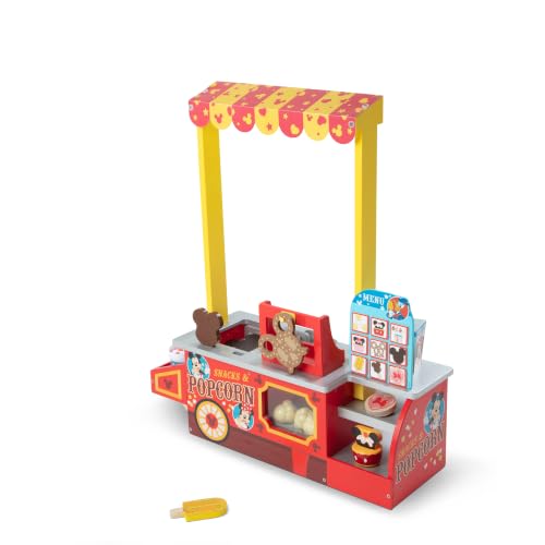 Image of Melissa & Doug Disney Snacks & Popcorn Wooden Play Food Counter | 33 Pieces, Wooden Snack Counter, Popcorn Popper, Disney Themed Treats, Pretend Play Store, Preschool Toys for Kids, Ages 3+