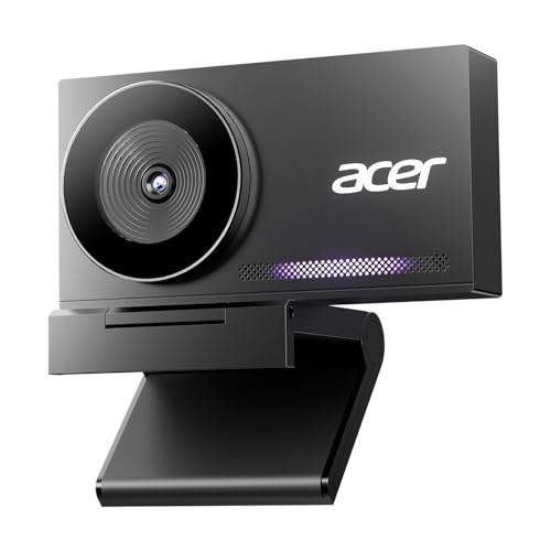 acer 4K Webcam for PC/Mac with All-Metal Unibody Sculpted, Sony 1/2' Sensor, PDAF, 2 Noise Reduction Mics, Privacy Cover, Lightweight, Fast Cooling, Streaming Camera for Live Meeting Commerce Gaming