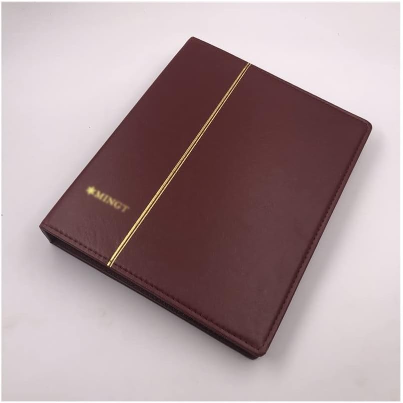 DANCOLOR Collection Album 3/7/9 Hole Leather Coin Collection Album Paper Money Postage Stamp Commemorative Coin Folder Book (Color : S Maroon Empty Album)