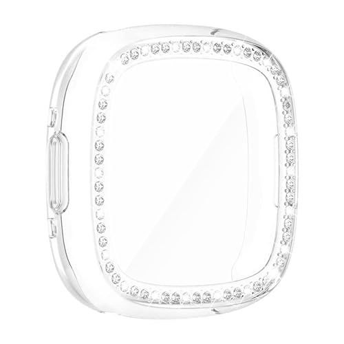 【KOOLRIVER】スマートウォッチ保護ケース・Fitbit Versa4用 ケース Fitbit sense2用 カバー メッキ/クリア 液晶保護 フィルム一体 可愛い/かわいい/きらきら ラインストーン エレガント 保護ケース/カバー フィットビット
