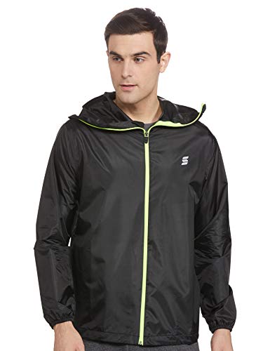 Amazon Brand – Symactive Men’s Polyester Hooded Neck Lightweight Sports Jacket Sweatshirt (WA Jacket-01-Black-Small_Black_S)