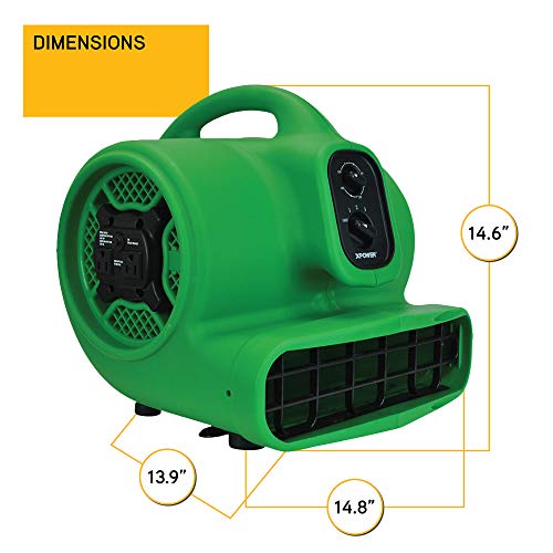 Image of XPOWER P-430AT Pro 1 /3 HP 2000 CFM Centrifugal Air Mover, Carpet Dryer, Floor Fan, Blower, Daisy Chain, for Water Damage Restoration, Janitorial, Plumbing, Home Use