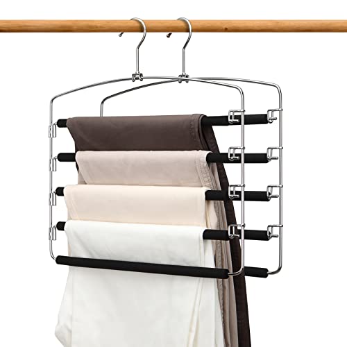 Perchas 5 en 1 Percha Multifuncional Organizador para Adultos Armario Antideslizante de múltiples Capas Ropa Perchas con Esponja EVA Multicapa para Chaqueta Abrigo Suéter Pantalones Camiseta 2 Pack