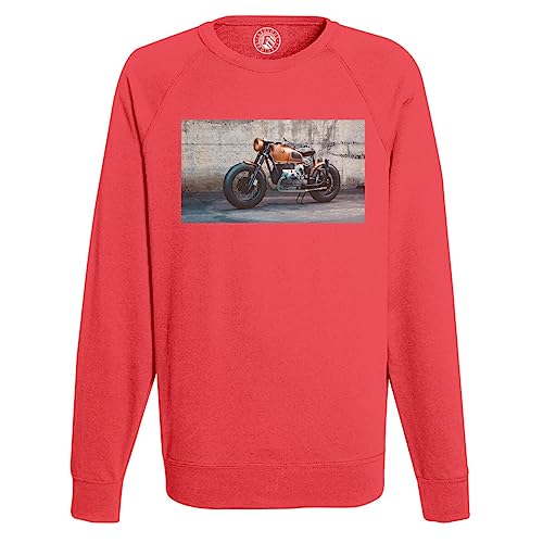 Sweatshirt Homme Moto Vintage Orange Cafe Racer en coton confortable