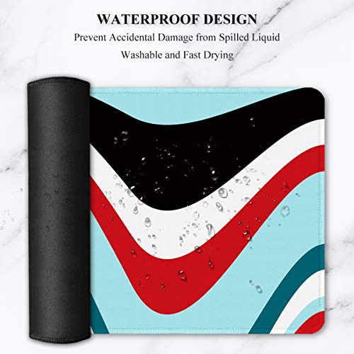 Image of Auhoahsil Large Mouse Pad, Full Desk XXL Extended Gaming Mouse Pad 35 inch X 15 inch, Waterproof Desk Mat w /Stitched Edge, Non-Slip Laptop Computer Keyboard Mousepad for Office & Home, Colorful Marble Design