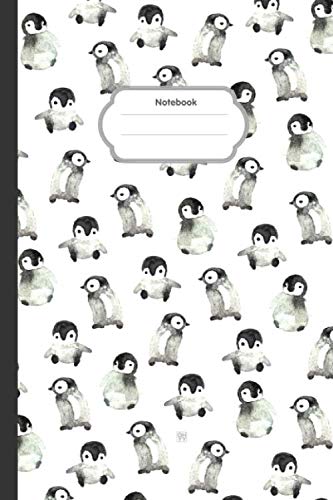 Watercolor of Penguin Notebook: Smart Penguin Lined Notebook (Composition Book Journal) (6x 9 inches) - 100 pages.