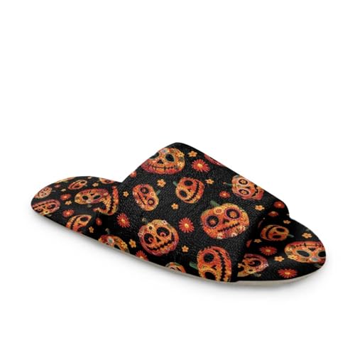 Forchrinse Halloween House Slippers for Women Men Open Toe Indoor Slippers Washable Reusable Spa Hotel Slipper4