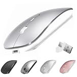 Suteke Wireless USBC Mouse for MacBook Air iMac Laptop Desktop Computer, Wireless Rechargeable Silent Mouse with Jiggler for Mac/Surface Pro (Bluetooth 5.2/3.0, 2.4G USB A, Type-C Receiver)
