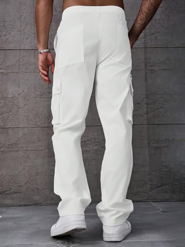 ZAFUL Mens Casual Cargo Pants Drawstring Zip Multi Pockets Hiking Outdoor Streetwear Track Joggers Sweatpants2