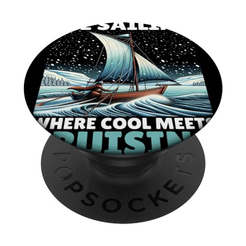 Ice Sailing Where Cool Meets Cruising Iceboat Ice Sailor PopSockets Swappable PopGrip, Black