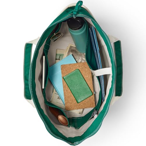 Image of Lands' End Zip Top Long Handle Canvas Tote Bag