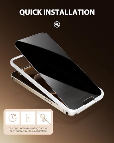 Image of PDDKISS 2 Pack Privacy Screen Protector for iPhone 12 Pro Max (2020) 6.7 inch Black Anti Spy Tempered Glass