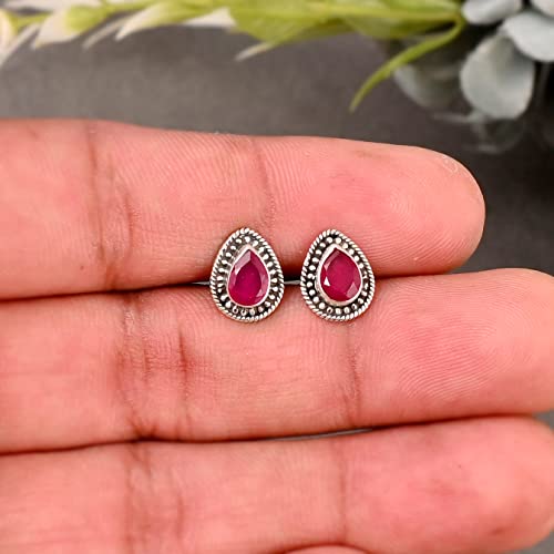 Drop Vintage Style Stud Earring 925 Sterling Silver Stud Earring Jewelry Designed Post Stud Earring For All Occasion (Pink Ruby) #TOP4