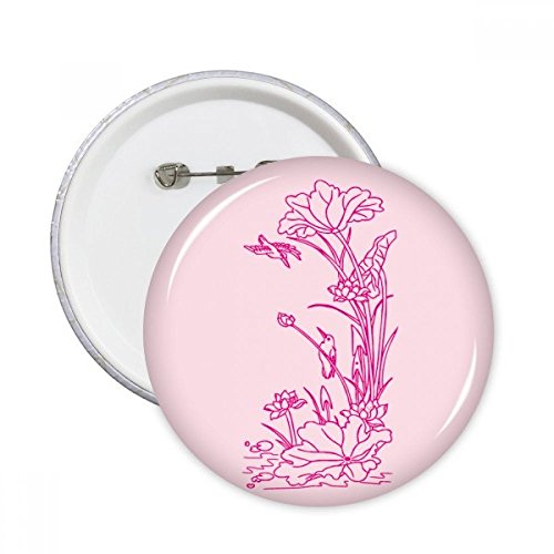 Cadeau original lot 5 badges ronds fleur de lotus multicolore