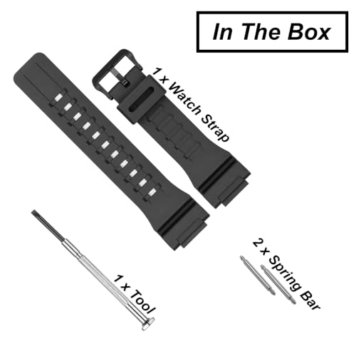 Image of DBLACK ''CDS17'' 18mm Resin Watch Strap / / Compatible Strap For Casio DW-291H Watch Model (Black)