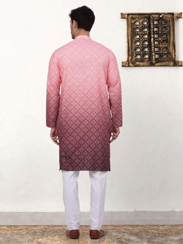Image of Jompers Thread Work & Sequin Embellished Printed Kurta Set for Men Cotton Blend