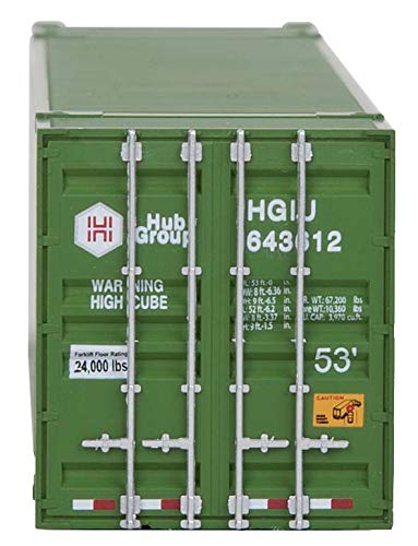 Walthers SceneMaster Singamas Hub Group Corrugated-Side Container, 53', Hub Group (Green), HO Scale Model 53' Foot Container - Image 3