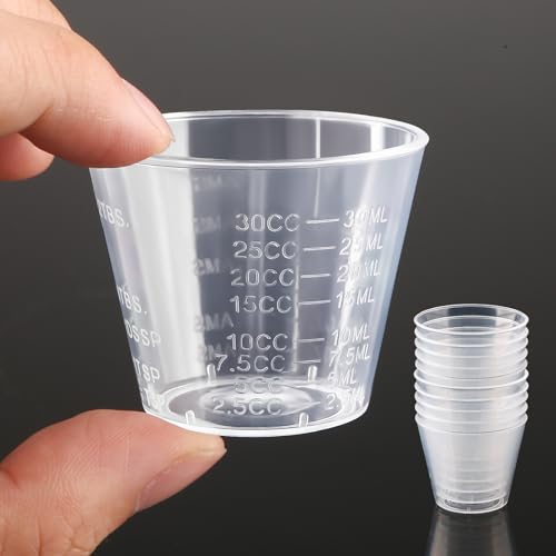 10 PCS 30ml/1oz Clear Plastic Measuring Cups Reusable Graduated Medicine Cups for Liquid Kitchen Baking Lab & Medication Dosing Tool