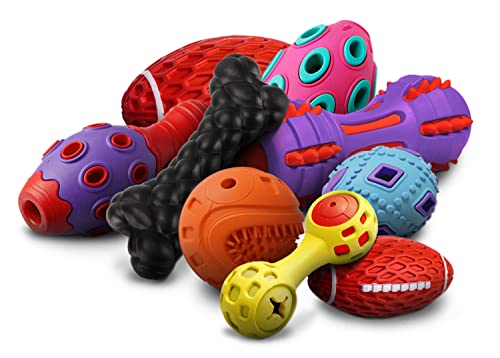 DURATOY Knobbly Bone Hundespielzeug,Langlebiges Kauspielzeug aus Gummi für starke Kauer,Quietschendes interaktives Spielzeug, ungiftig und antiallergen, perfekt für die meisten Hunderassen