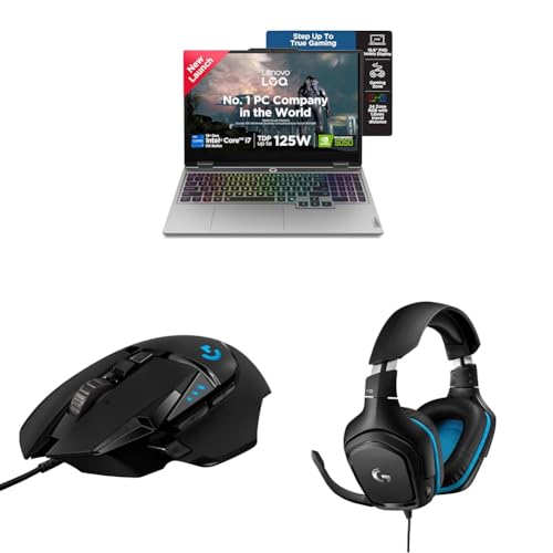 Image of Lenovo LOQ Gaming Laptop,13th Gen Intel i7-13700HX+8GB RTX 5050,16GB RAM,1TB SSD with Logitech G502 Hero Gaming Mouse, Wired, 25000 DPI Programmable and Logitech G431 Wired Gaming Headset