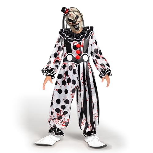 Payasos, Toy Spooktacular Creations - Disfraz de payaso para niños, disfraz de payaso asesino de Halloween, disfraz de payaso de terror para Halloween, Negro -, Medium(8-10...