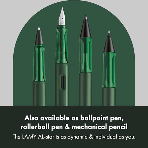 Image of LAMY AL-star pine - Fountain Pen with ergonomic grip & polished steel nib in size M - lightweight aluminum body - including LAMY T 10 blue cartridge - Right-Handed