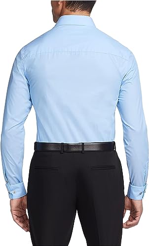 Image of Kenneth Cole REACTION Unlisted Men's Slim Fit Solid Cotton Spread Collar Full Sleeves Formal Dress Shirt