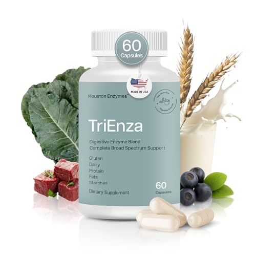 Houston Enzymes TriEnza - Digestive Enzyme Supplement for Gluten, Casein,