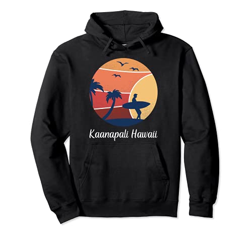 Kaanapali Beach Maui Hawaii Surfing Surfer Vintage Sunset Sudadera con Capucha