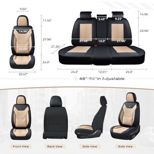 Image of Coverado Car Seat Covers with Lumbar Support, Front Covers for Cars, Universal Automotive Seat Cover, Waterproof, Leather Car Seat Cushion, Interior Seat Protectors for Most Cars