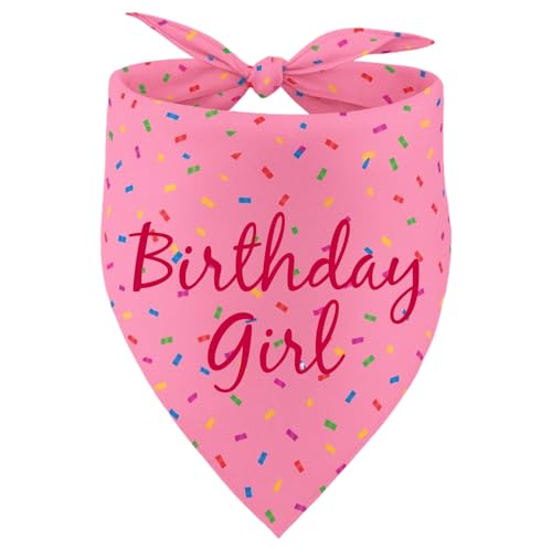 Birthday Girl Dog Bandanas Pink Dog Scarfs for Puppy Pet Scarves HBD Bandanas for Small Medium Large Dogs Puppy Birthday Party Supplies