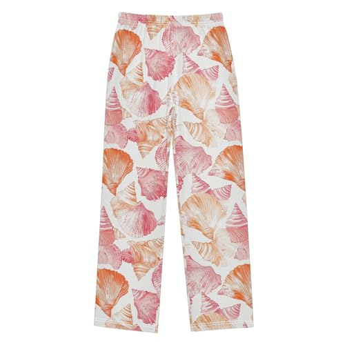 Boys' Pants Coral Seashell Pink Orange Long Bottoms Jogger Pants Elastic Waist Trousers with Pockets S-XL