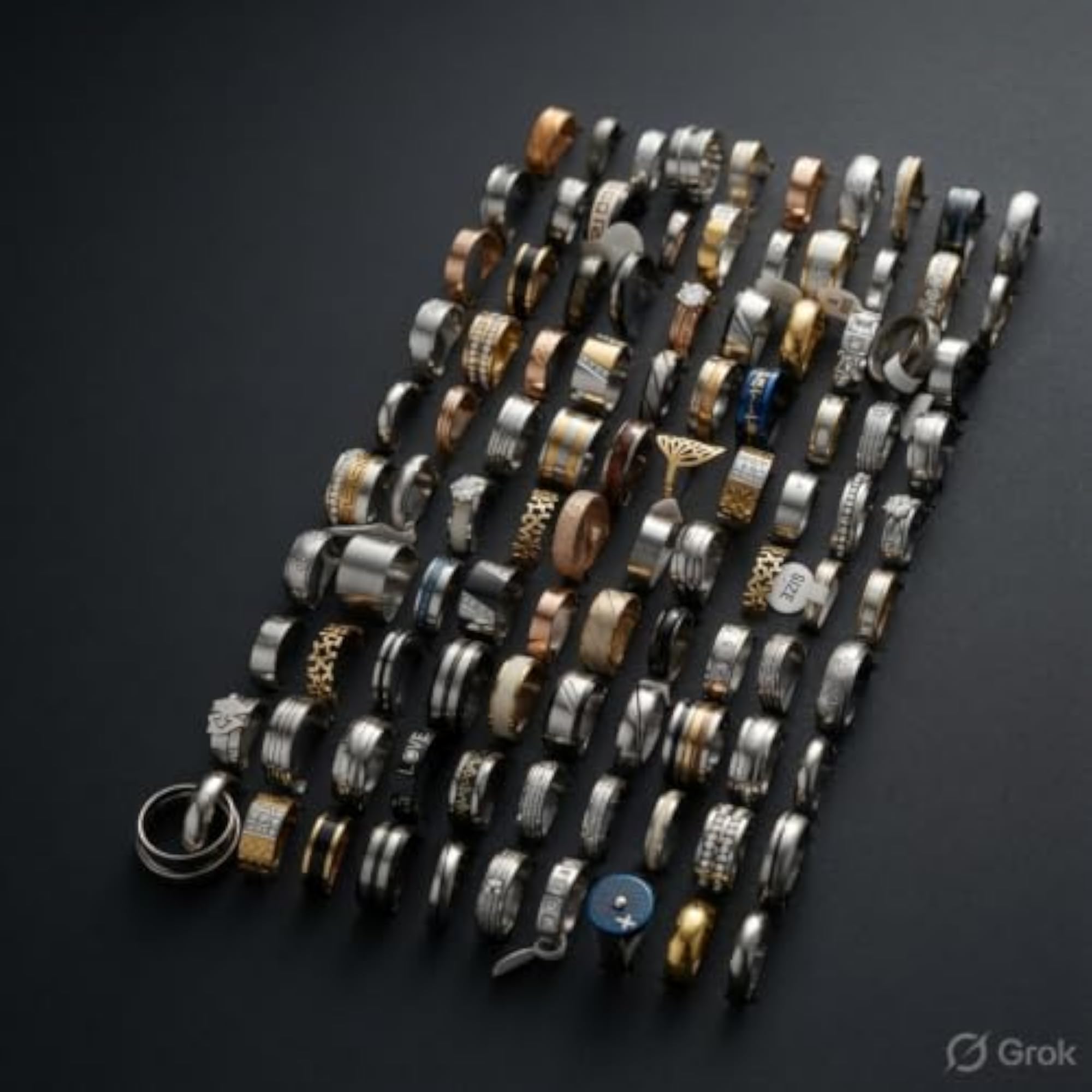 Bulk Lot of 100 Assorted Rings, Mixed Styles
