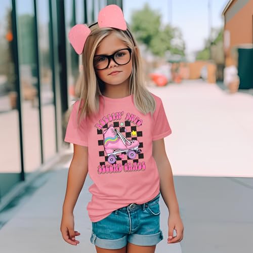 Image of First Day of School Outfit for Girl Rollin Into First Second Third Grade Shirt 1st 2nd 3rd Back to School T-Shirt Top