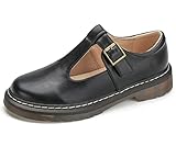 Hee grand Women's Mary Jane Shoes Adjustable T-Strap Round Toe Platform Uniform Dress Shoes,Black...