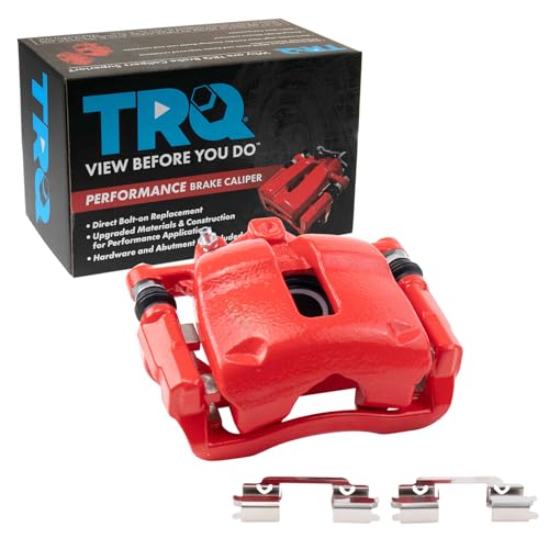 Image of TRQ Front Left Brake Caliper Performance Red Drivers Side | For 2007-2011 Mini Cooper