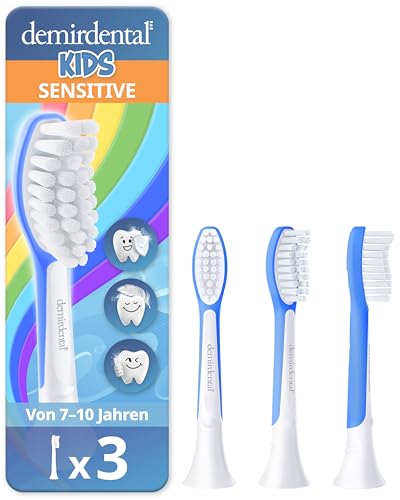 3er demirdental for Kids Ersatzbürsten passend für Philips Sonicare Kinder Schallzahnbürsten von 7 bis 10 Jahren, entspricht HX6043 HX6044, Dunkelblau