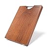 Brosisincorp Sapele Wood Cutting Board for Meat Vegetables Reversible Hardwood Chopping Board with Stainless Steel Handle for Kitchen, Anti-slip Feets, Pre-oiled (M, 14.96"L*11.02"W*0.98"Th)
